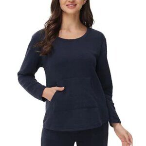 Beautyrest Womens Size Small Kangaroo Pocket Long Sleeve Lounge Top in Blue 2679